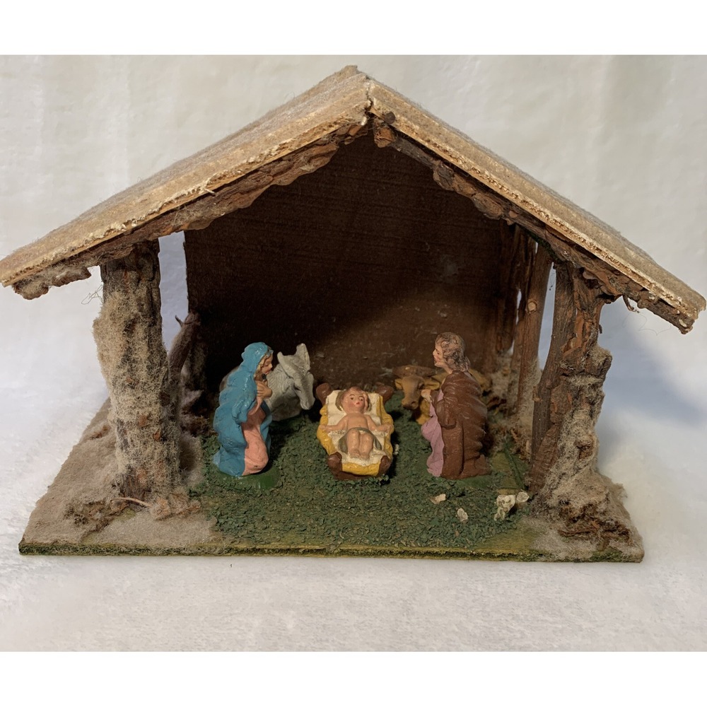Vintage Nativity Wooden Manger Made In Italy 7.5 x 5 In. Baby Jesus Christmas